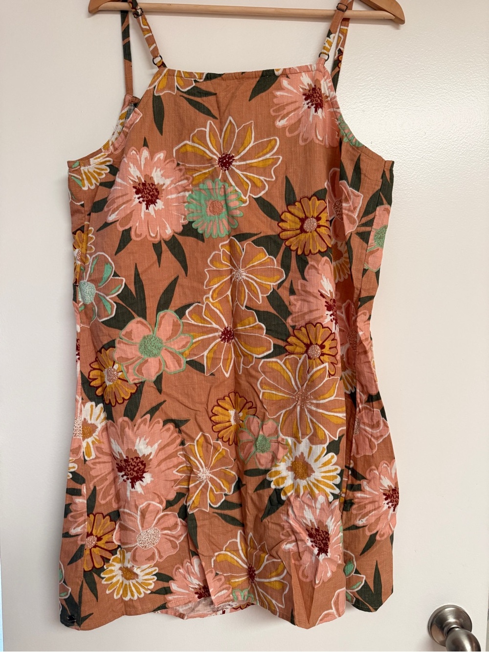 Roxy Floral Mini Dress in Rust, Yellow & Mint - Picture 4 of 5